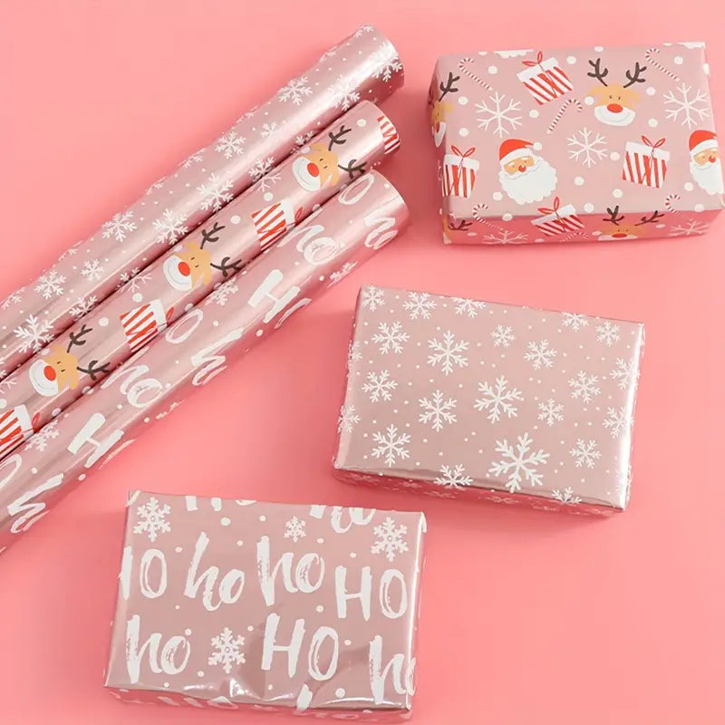 christma wrapping paper pink 