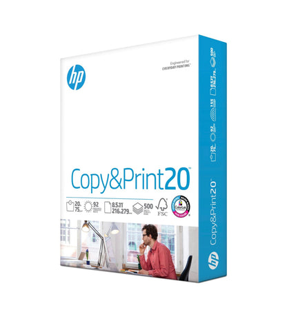 HP Printer Paper | 8.5 x 11 Paper | Copy &Print 20 lb | 1 Ream Case - 500 Sheets| 92 Bright | Made in USA - FSC Certified | 200060