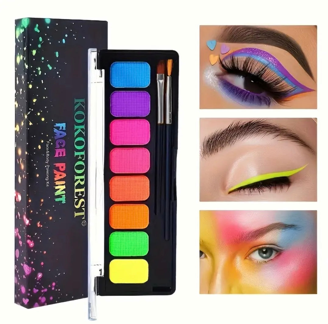 Neon watercolor face makeup