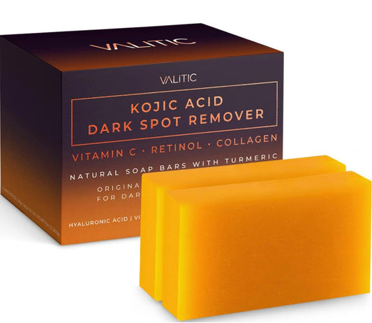 VALITIC Kojic Acid Dark Spot Remover Soap Bars with Vitamin C, Retinol, Collagen, Turmeric - Original Japanese Complex Infused with Hyaluronic Acid, Vitamin E, Shea Butter, Castile Olive Oil