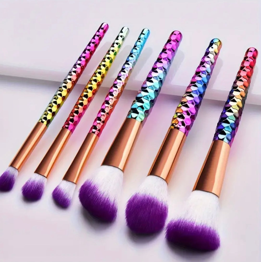 Purple Chrome Makeup Brush Set