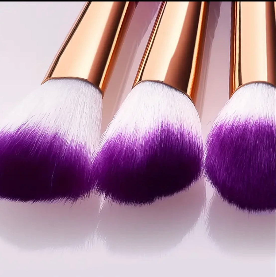 Purple Chrome Makeup Brush Set