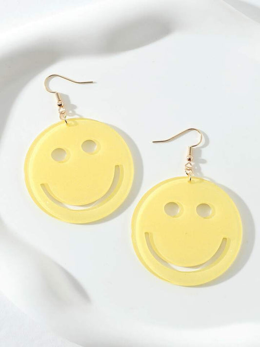 "Colorful acrylic smiley face earrings" "Playful smiley earrings for a cheerful look" "Acrylic stud earrings with smiley face design" "Vibrant smiley earrings for expressive style" "Quirky smiley face accessory in acrylic" "Lighthearted smiley earrings to brighten your day" "Acrylic drop earrings featuring smiley faces" "Statement earrings with joyful smiley motifs" "Funky acrylic earrings with smiley patterns" "Fun and fashionable smiley face ear studs"