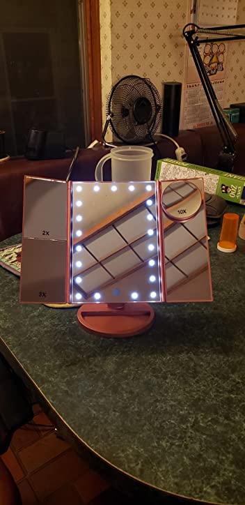Trifold Led Lighted Makeup Mirror, 2X/3X Magnification Vanity Mirror with Lights