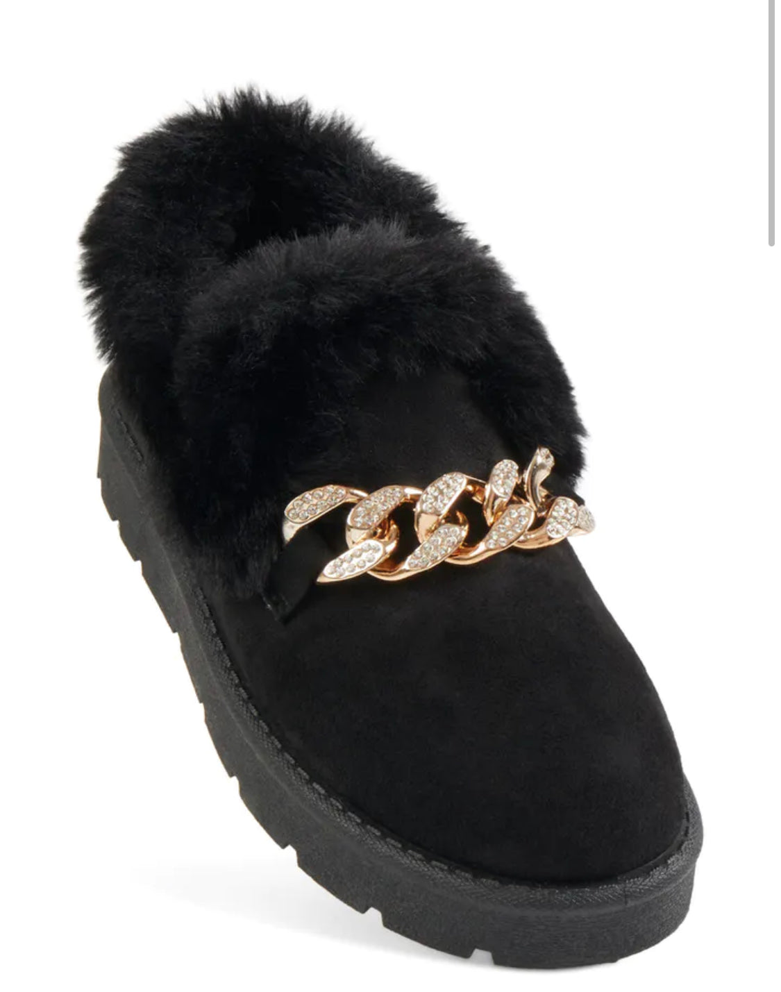 Chain Detail Faux Fur Lined Boots